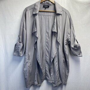 Lulus Lucky Break Oversized Cardigan Jacket Women XS Light Gray Side Pockets